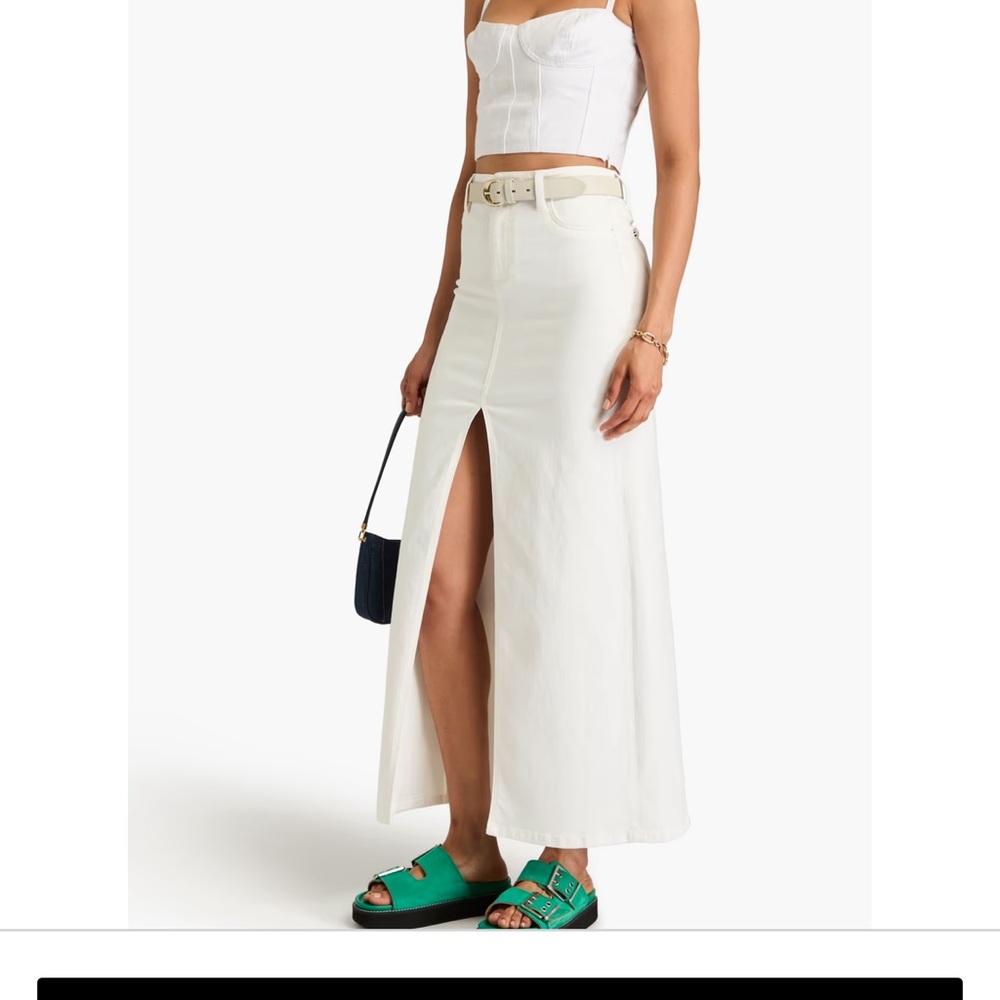 Alice + Olivia white denim maxi skirt